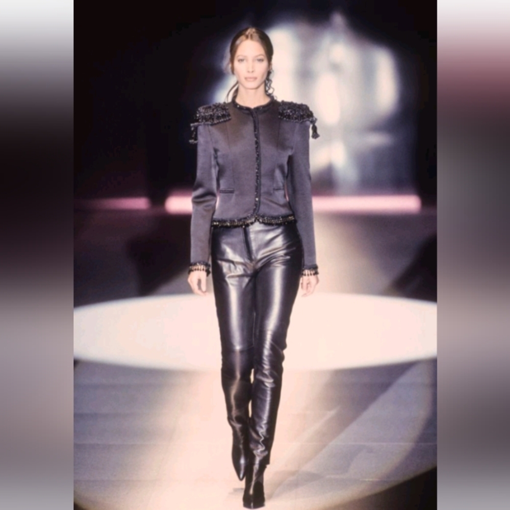 Genny Butterysoft Italian Leather Straight Leg Pants Runway '93 Sz 8
